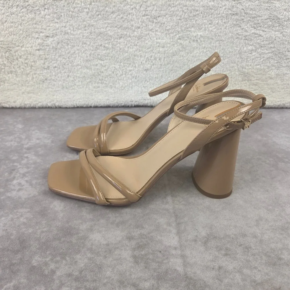 Sam Edelman Kia Block Heel Sandals Rose Nude Leather Ankle Strap Womens SZ11 M